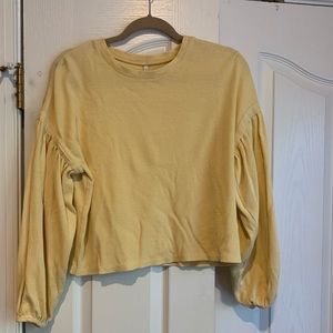 Z Supply Yellow Cropped Long Sleeve Top